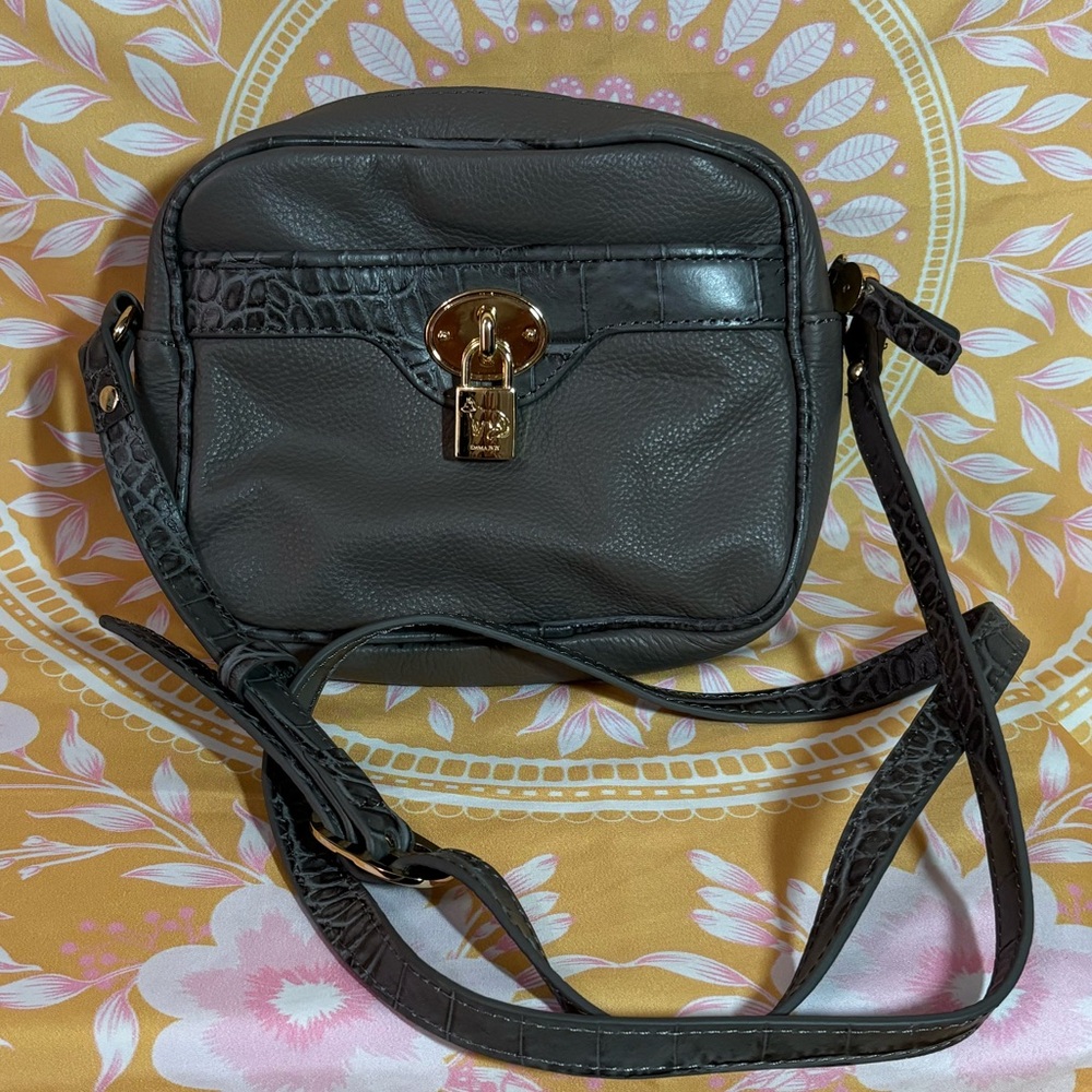 Emma Fox Grey Leather Crossbody